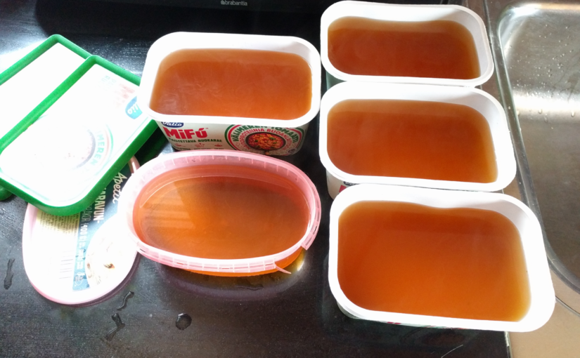 homemade vegetable stock - the final product